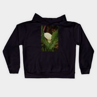 Calla Lily White Spotted Leaves Kids Hoodie